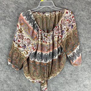 Amore Blouse Large Vintage Women's 3/4 Sleeve 100% Polyester L